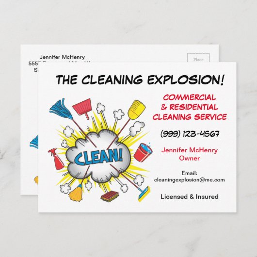 Geldreinigung Postkarten (Vorne/Hinten)