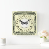 Geldscheine und Kostenvoranschlag Quadratische Wanduhr (Zuhause)