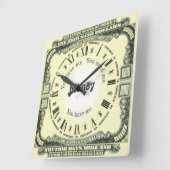 Geldscheine und Kostenvoranschlag Quadratische Wanduhr (Winkel)