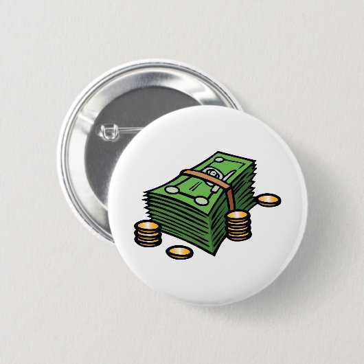 Geldstapel mit Geldmünzen Button (Vorne & Hinten)