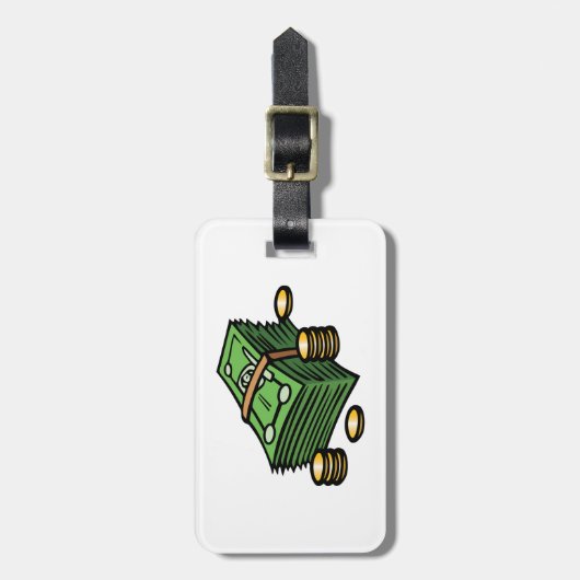 Geldstapel mit Geldmünzen Gepäckanhänger (Vorderseite vertikal)