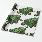 Geldstapel mit Geldmünzen Geschenkpapier (Ungerollt)