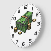 Geldstapel mit Geldmünzen Große Wanduhr (Winkel)