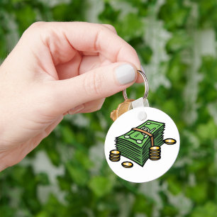 Geldstapel mit Geldmünzen Schlüsselanhänger