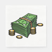 Geldstapel mit Geldmünzen Serviette (Vorderseite)