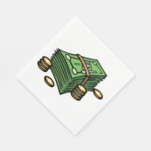 Geldstapel mit Geldmünzen Serviette (Ecke)