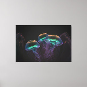 Gelee fischen in dunklem Wasser Leinwanddruck