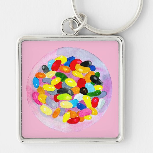 Gelee-Süßbohnen in Aquarell Schlüsselanhänger (Vorne)