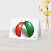 Geleebohnen. Ich Liebe dich! Cartoon-Karte. Karte (Gelbe Blume)