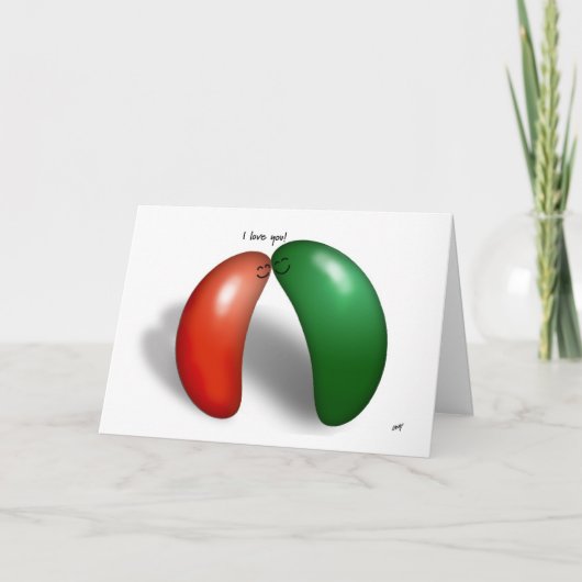 Geleebohnen. Ich Liebe dich! Cartoon-Karte. Karte (Vorderseite)