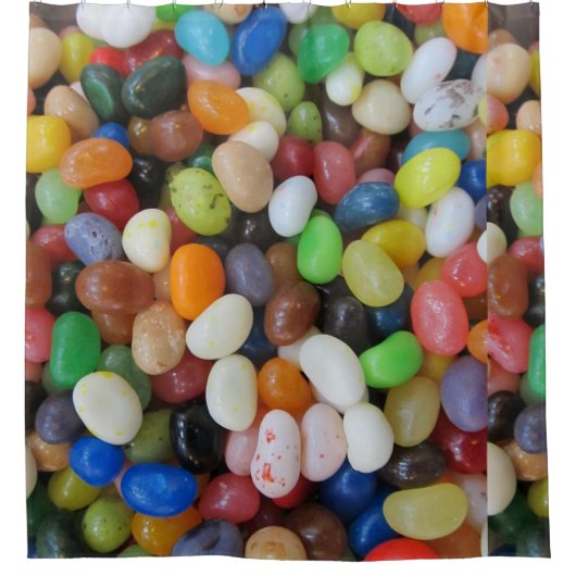 Geleebonbons auf Duschvorhang (Vorderseite)