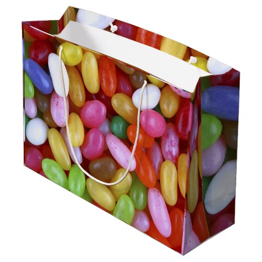 Geleebonbons auf großer Geschenk-Tasche Große Geschenktüte (Rückseite Schrägansicht)