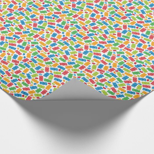 Geleebonbons u. gummiartiges Bärn-Muster Geschenkpapier (Ecke)