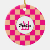 Gelegen in pfirsichfarbenem, rosa, geometrischem R Keramik Ornament (Vorne)