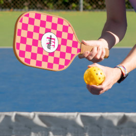 Gelegen in pfirsichfarbenem, rosa, geometrischem R Pickleball Schläger