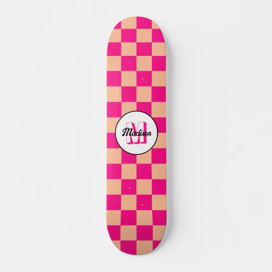 Gelegen in pfirsichfarbenem, rosa, geometrischem R Skateboard (Vorne)