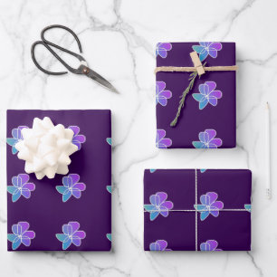 Gelegenheiten Blüten Lila Einwickelpapier Bogen Geschenkpapier Set