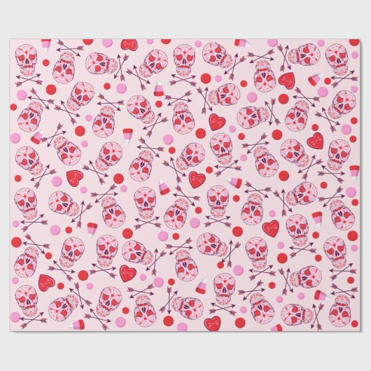 Gelegentliche Herz-Zuckerschädel u. -pfeile Geschenkpapier (Flach)