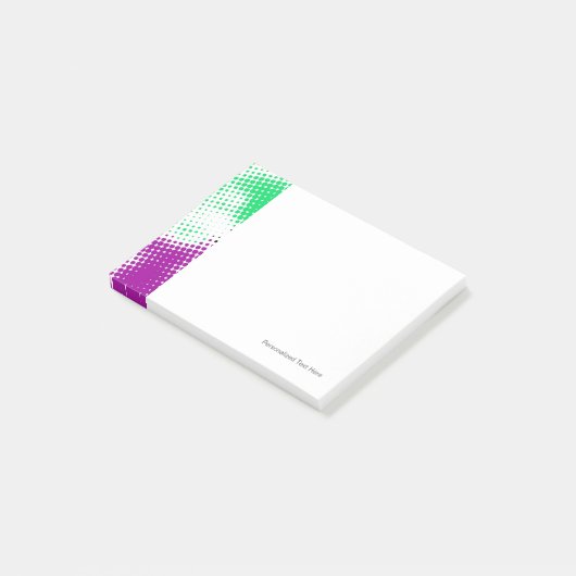 Gelegentlicher bunter Halbtonhintergrund Post-it Klebezettel (angewinkelt)