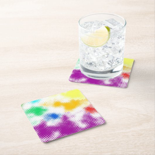 Gelegentlicher bunter Halbtonhintergrund Rechteckiger Pappuntersetzer (Vor Ort)