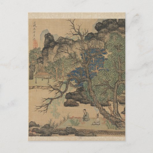 Gelehrte eines Gartens von Chen Hongshou Postkarte (Vorderseite)