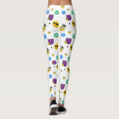 Gelehrte, Horror, Geist niedliche Emojis auf Weiß Leggings (Rückseite)