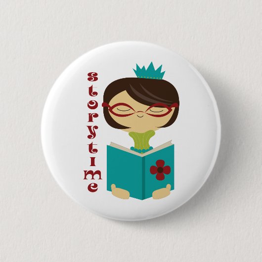 Gelehrte Storytime Lesedame Librarian Gift Button (Vorderseite)