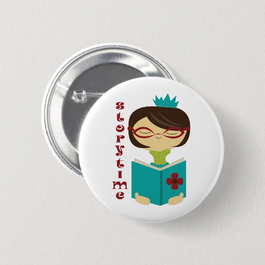 Gelehrte Storytime Lesedame Librarian Gift Button (Vorne & Hinten)