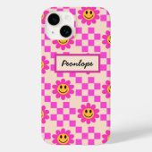 Geleichte Hot Pink Lächelnde Blume Personalisiert Case-Mate iPhone Hülle (Rückseite)