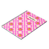 Geleichte Hot Pink Lächelnde Blume Personalisiert Notizblock (Linke Seite)