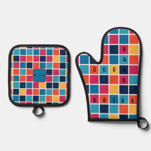 Geleichte Rätsel Oven Mitt und Pot Holder Ofenhandschuh & Topflappen-Set