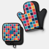 Geleichte Rätsel Oven Mitt und Pot Holder Ofenhandschuh & Topflappen-Set (Vorderseite/Rückseite)