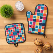 Geleichte Rätsel Oven Mitt und Pot Holder Ofenhandschuh & Topflappen-Set (Oben Unten)