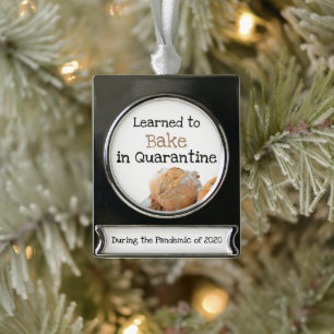 gelernt, in Quarantäne Fun Text Broad Foto zu bac Banner-Ornament Silber