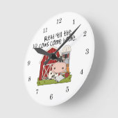 Gelesen 'bis die Kühe kommen Zuhause Runde Wanduhr (Winkel)