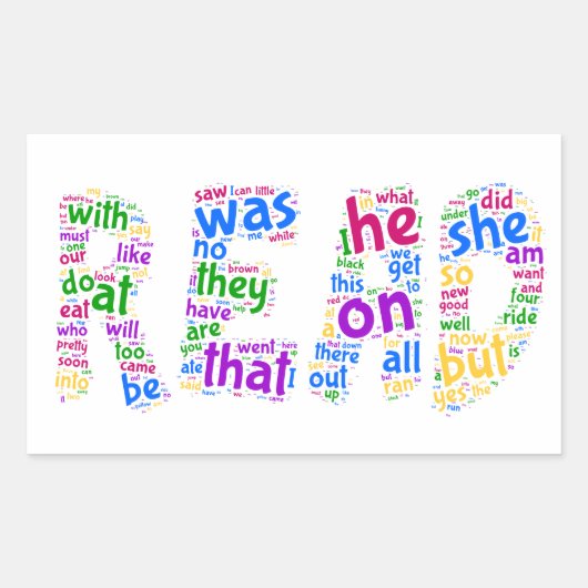 Gelesen! Lernen Sie Ihre Anblick-Wörter! Rechteckiger Aufkleber (Vorderseite)