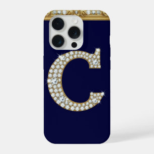 💎 Geletterter Buchstabe C ✨ Gold Barock Navy Luxu iPhone 15 Pro Hülle