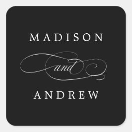 Geliebt | Personalisierte Hochzeitsticker Quadratischer Aufkleber