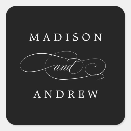 Geliebt | Personalisierte Hochzeitsticker Quadratischer Aufkleber (Vorderseite)