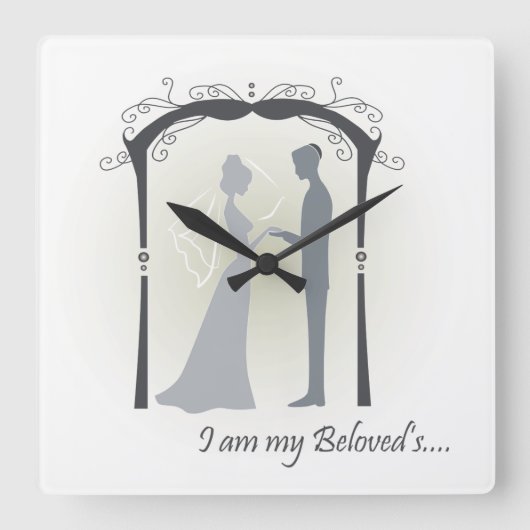 Geliebt Quadratische Wanduhr (Vorderseite)