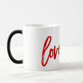 Geliebt. Red Modern Trendscript Typografie Verwandlungstasse (Links)