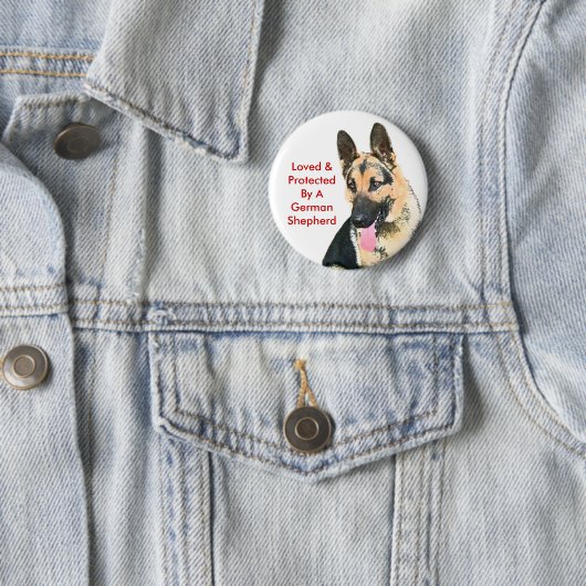 Geliebt u. durch einen Schäferhund geschützt Button (Beispiel)