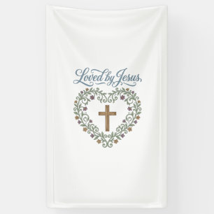 Geliebt von Jesus Florales Kreuz Christliches T-Sh Banner