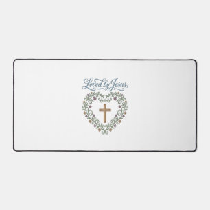 Geliebt von Jesus Florales Kreuz Christliches T-Sh Schreibtischunterlage