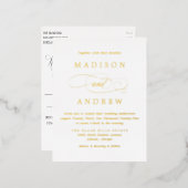 Geliebte Hochzeit Gold Folie Einladungspostkarte (Vorderseite/Rückseite)