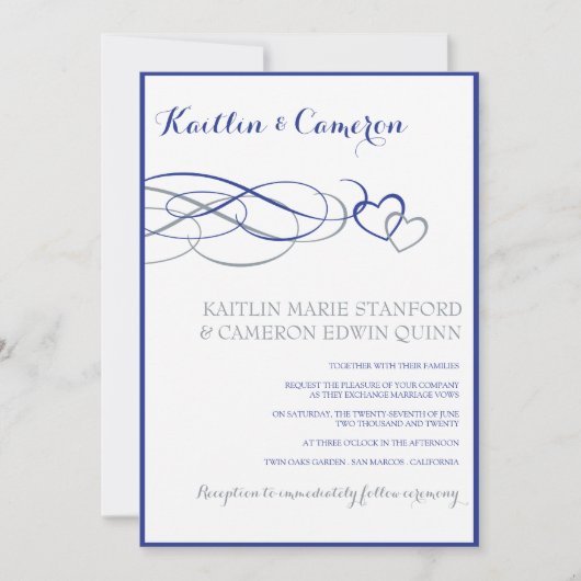 Geliebte (Horizont Blau u. Silve) Einladung (Vorderseite)