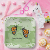 Geliebte Monarchschmetterlinge grün Pappteller (Party)