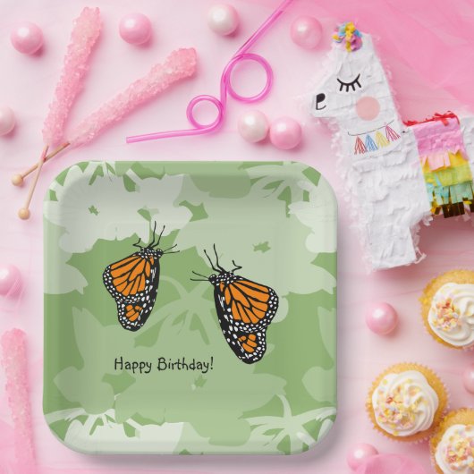 Geliebte Monarchschmetterlinge grün Pappteller (Party)