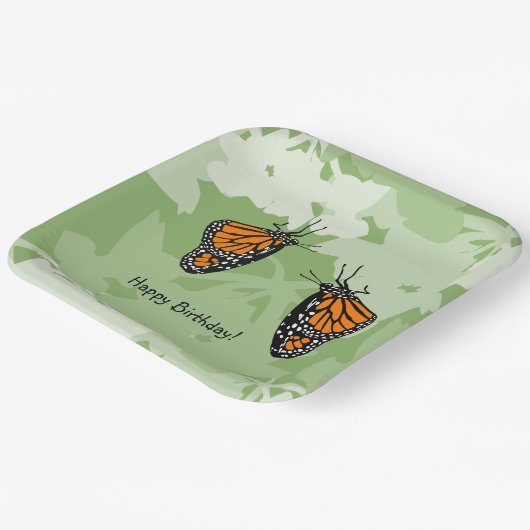 Geliebte Monarchschmetterlinge grün Pappteller (Gewinkelt)