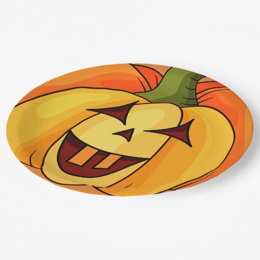 Geliebte Pumpkin-Halloween-Party-Papierplatte Pappteller (Schrägansicht)